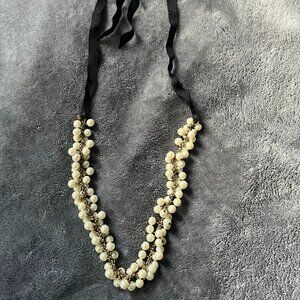 J. Crew Vintage Faux Pearl Ribbon Necklace